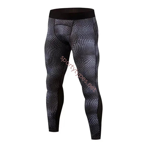 Black/Gray Men's Compression Running Tights