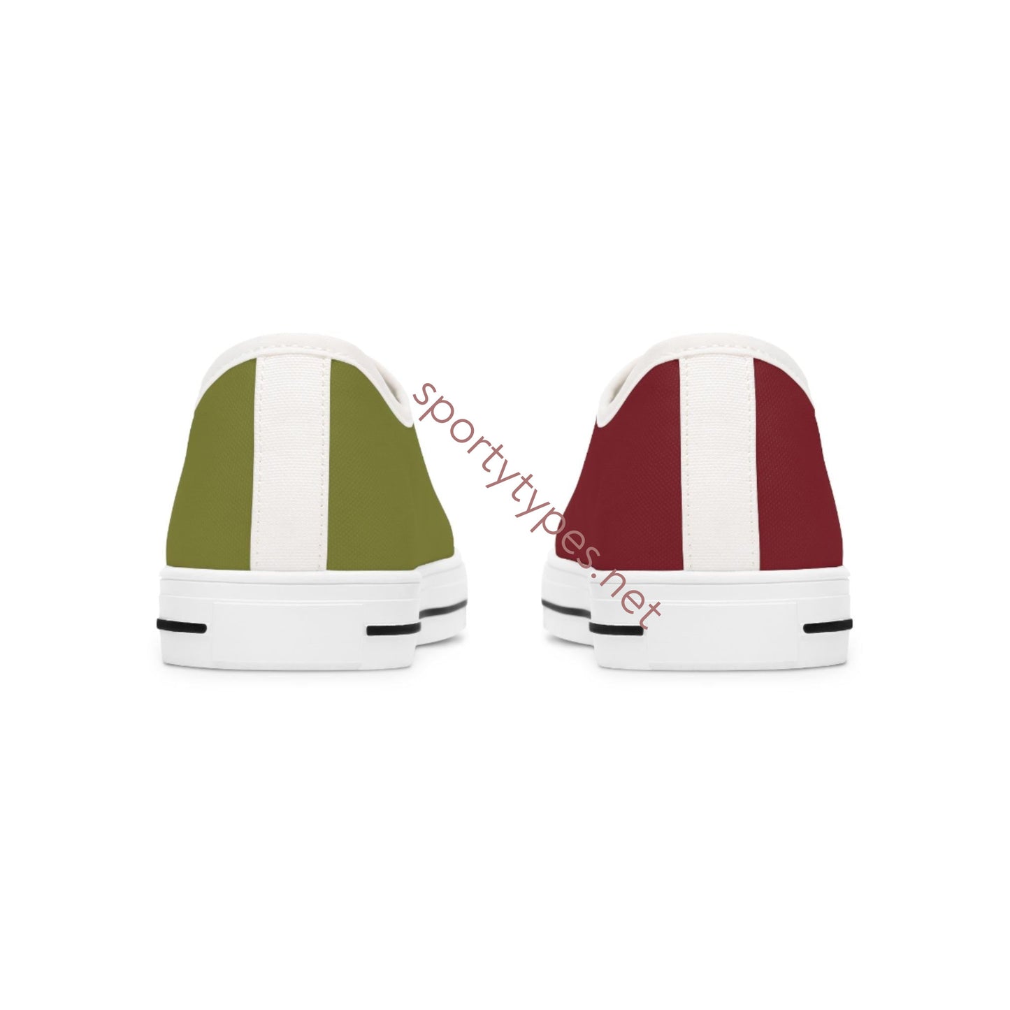 Women's Burgundy & Olive Mismatched Low Top Sneakers