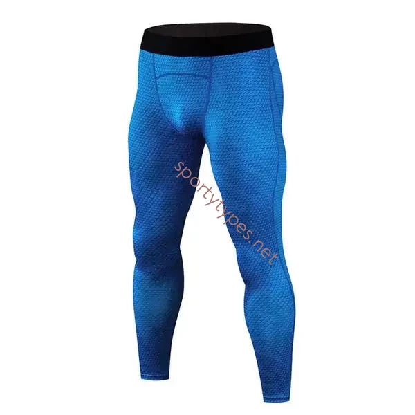Blue Men's Compression Running Tights