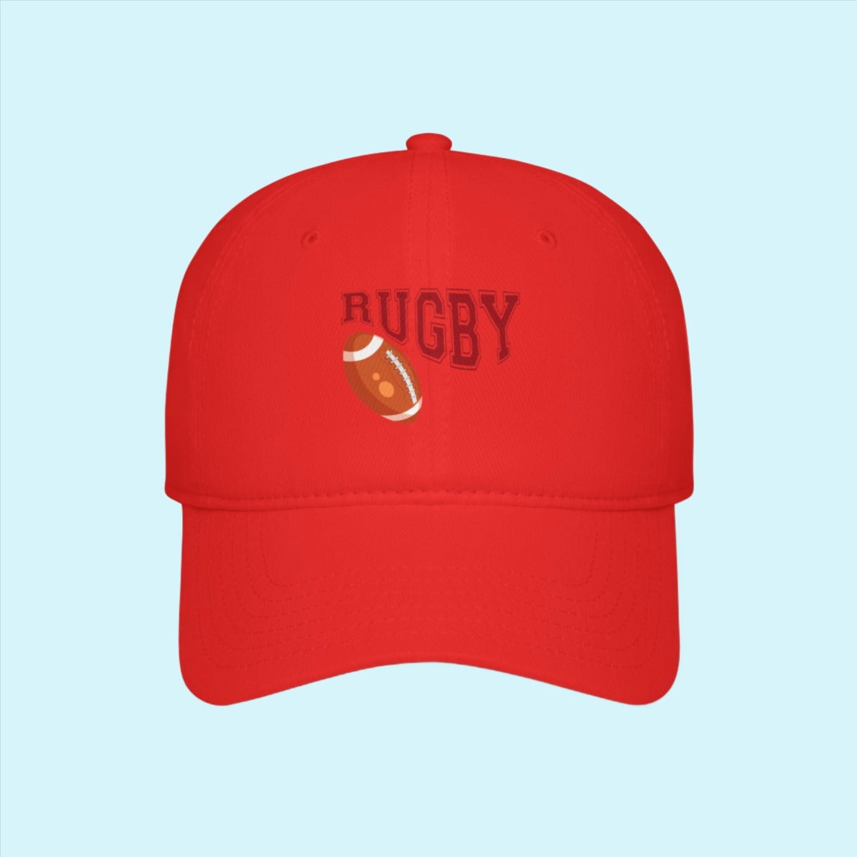 Red Rugby Theme Baseball Cap