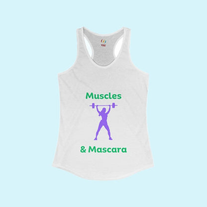 White Women's Muscles And Mascara Performance Racerback Tank Top