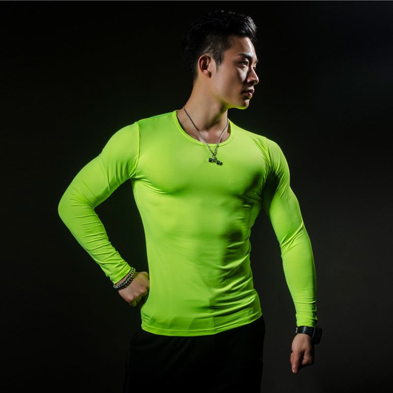Men's Green Long-sleeved Sports Shirt
