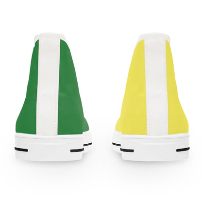Women's Yellow & Green Mismatched High Top Sneakers