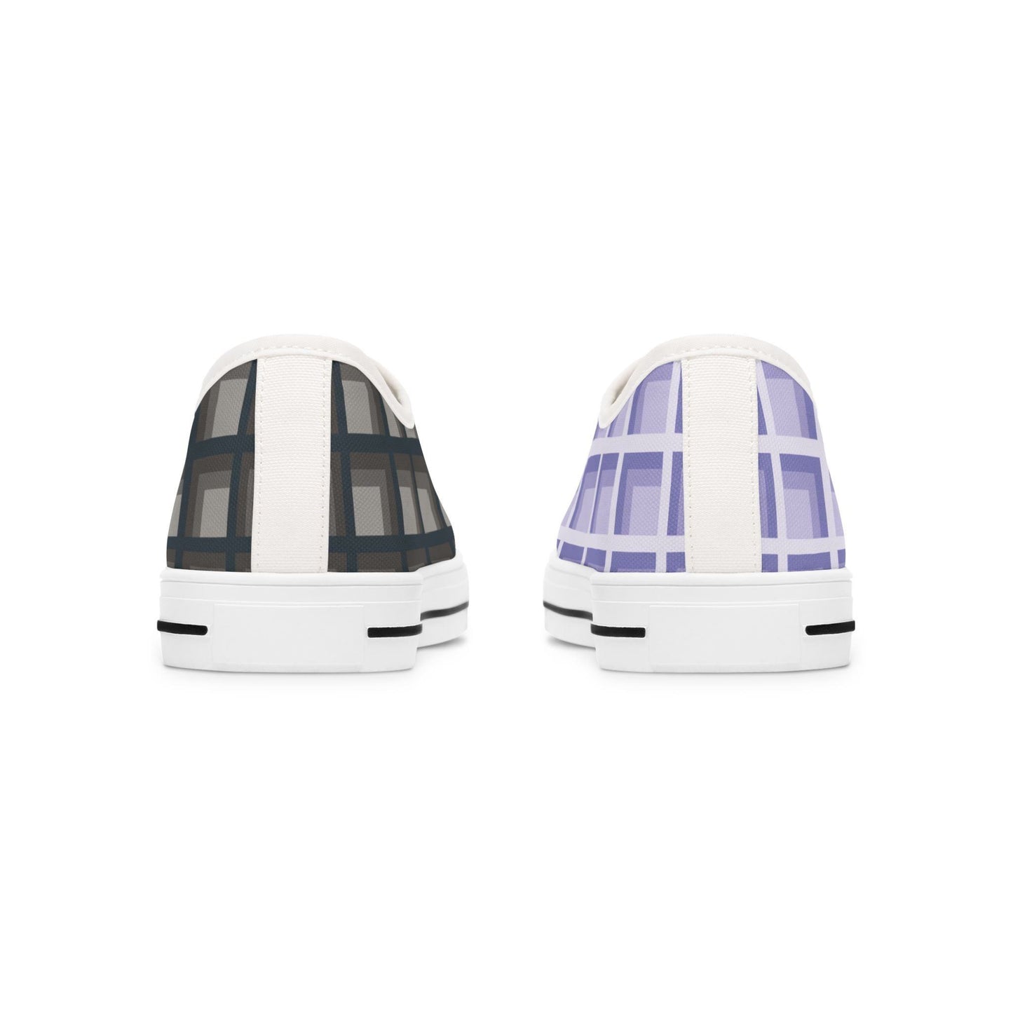 Women's Lavender & Charcoal Mismatched Geometric Low Top Sneakers