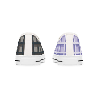 Women's Lavender & Charcoal Mismatched Geometric Low Top Sneakers