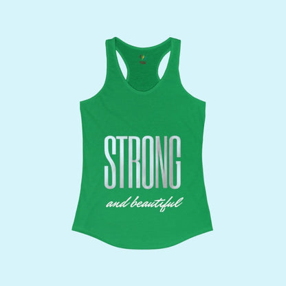 Green Women's Strong And Beautiful  Performance Racerback Tank Top
