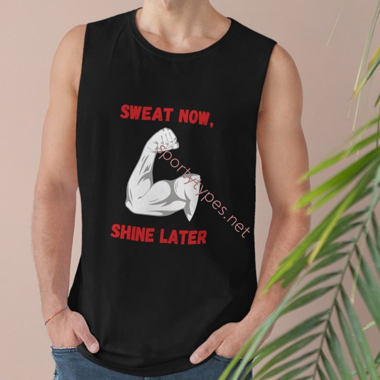 Men's Black Sweat Now Shine Sleeveless Muscle Tee