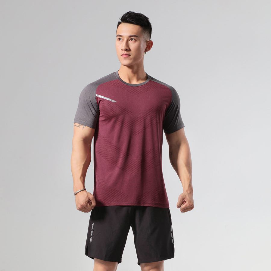 Men's Dark Red Quick-drying Sports T-Shirt