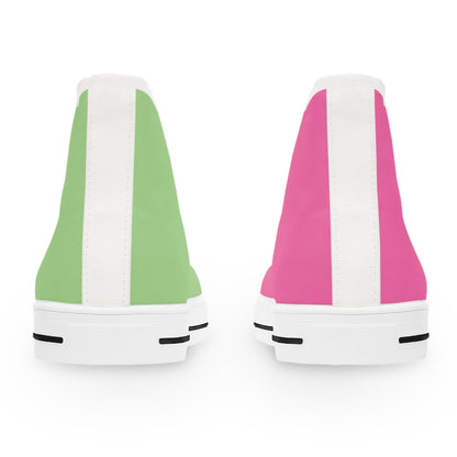 Women's Pink & Green Mismatched High Top Sneakers