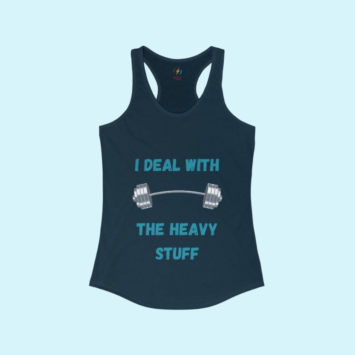 Midnight Navy Women's I Deal With The Heavy Stuff Performance Racerback Tank Top