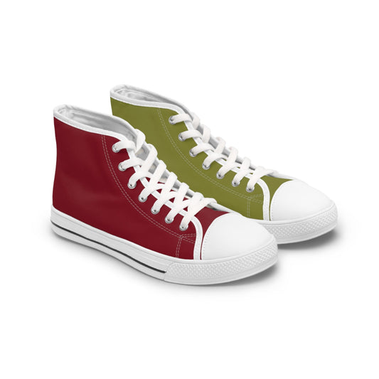 Women's Burgundy & Olive Mismatched High Top Sneakers