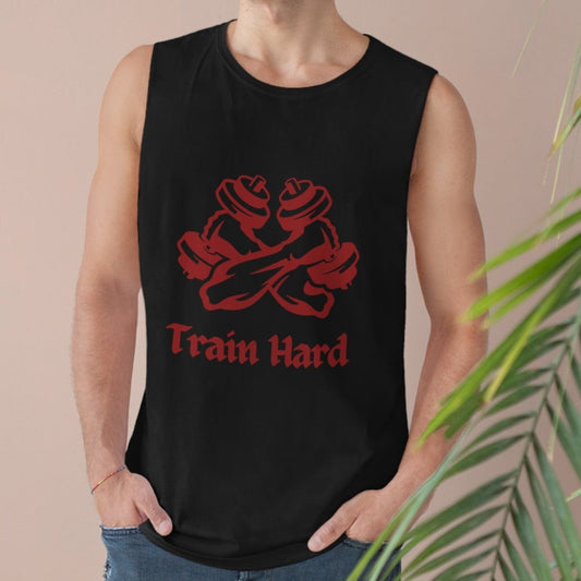 Men's Black Train Hard Sleeveless Muscles Tee