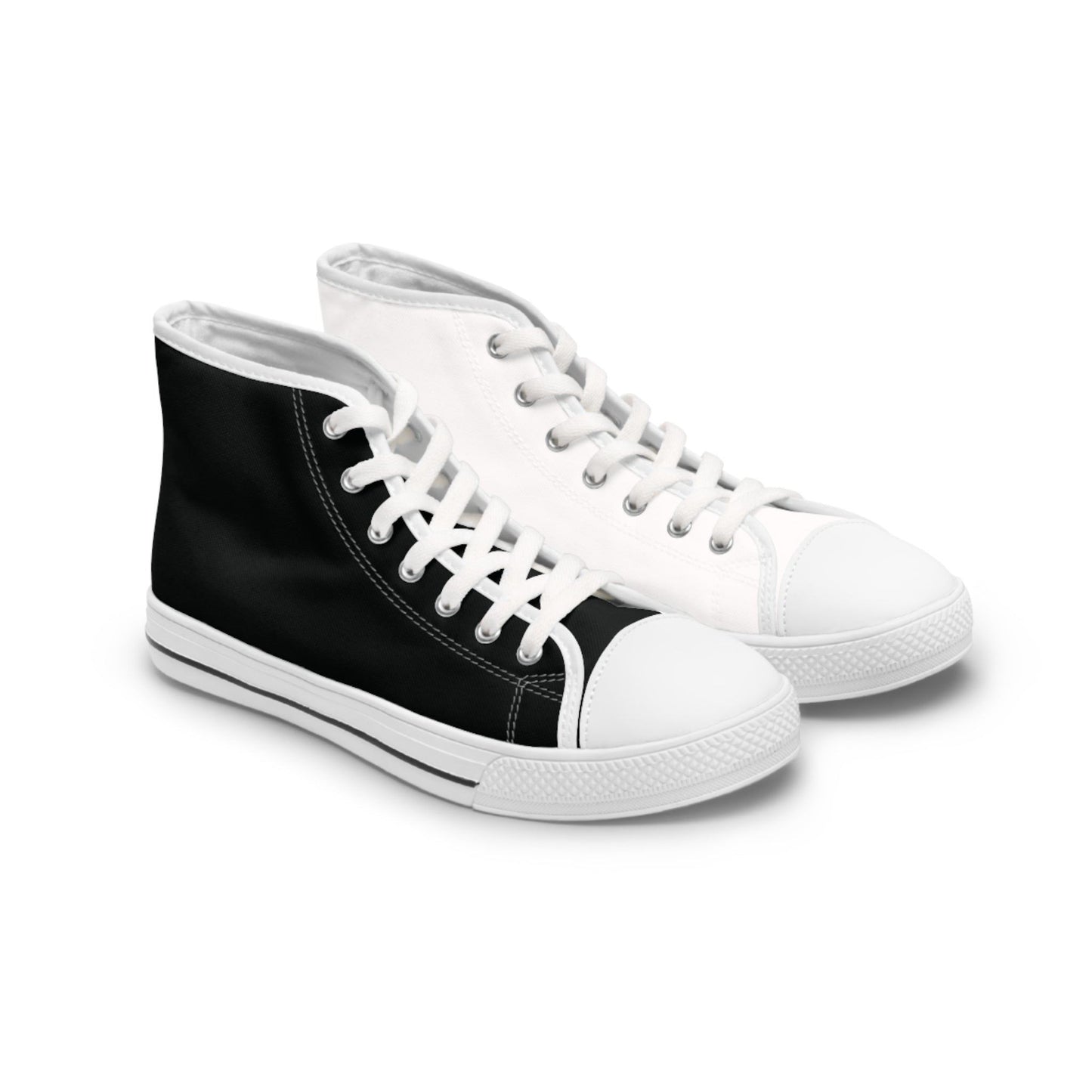 Women's Black & White Mismatched High Top Sneakers