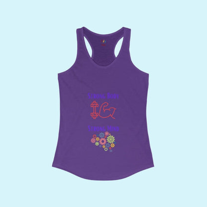 Purple Women's Strong Body Strong Mind Performance Racerback Tank Top