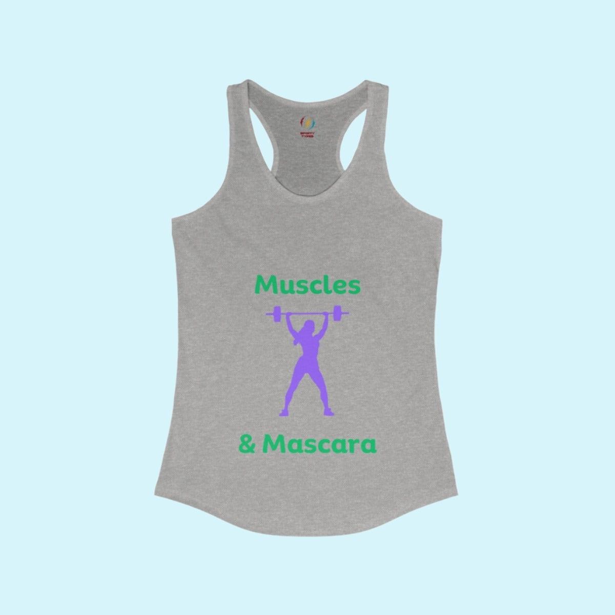 Heather Grey Women's Muscles And Mascara Performance Racerback Tank Top