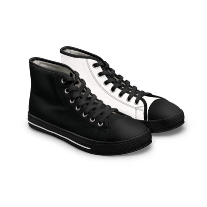 Women's Black & White Mismatched High Top Sneakers