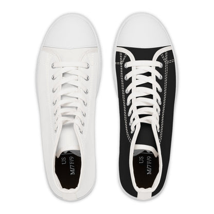 Women's Black & White Mismatched High Top Sneakers