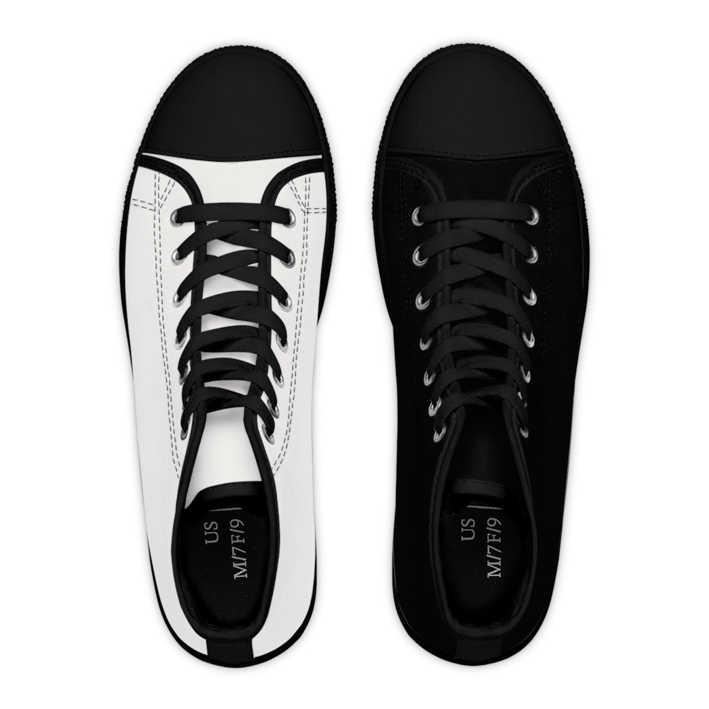 Women's Black & White Mismatched High Top Sneakers