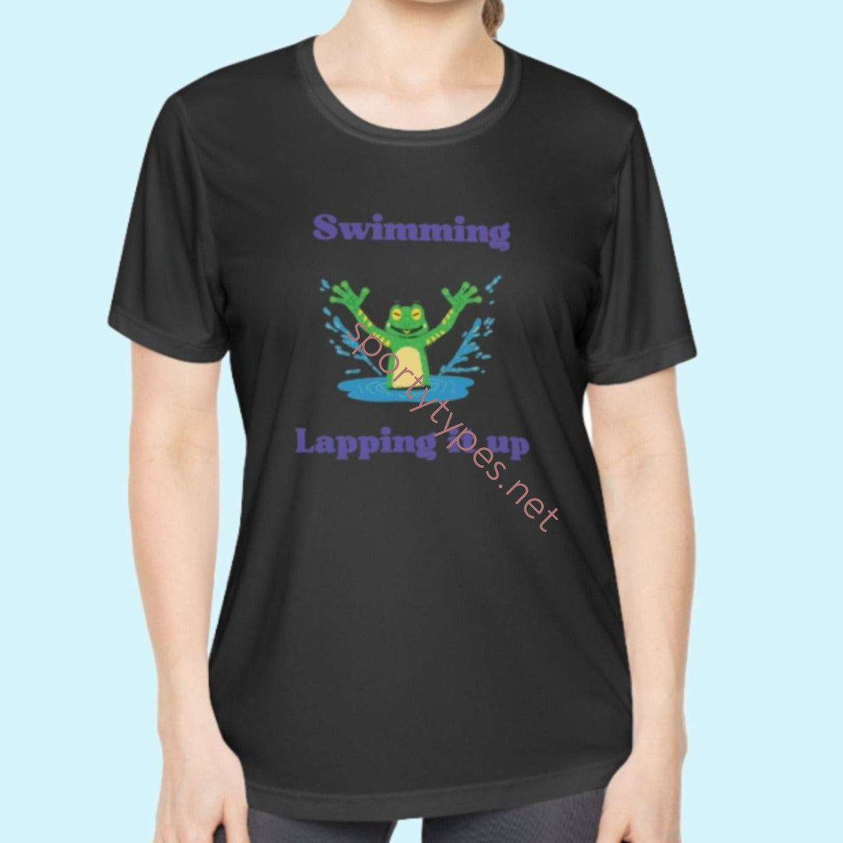 Black Women's Swim Lapping Moisture Wicking Tee