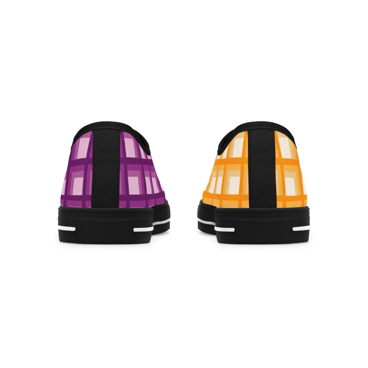 Women's Orange & Purple Mismatched Geometric Low Top Sneakers
