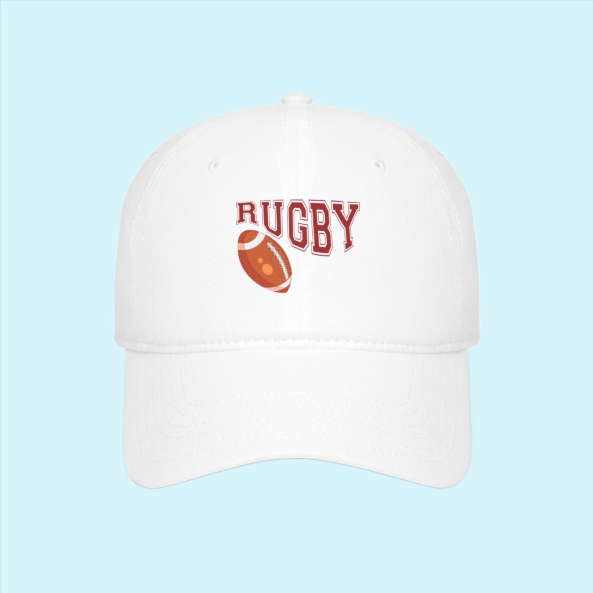 White Rugby Theme Baseball Cap
