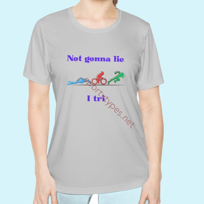 Silver Women's Triathlon Theme Moisture Wicking Tee