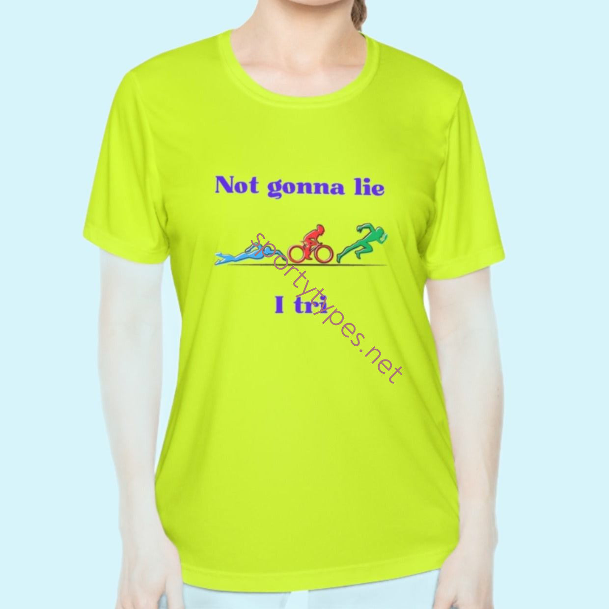 Neon Yellow Women's Triathlon Theme Moisture Wicking Tee