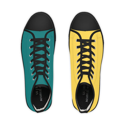 Men's Teal & Mustard Mismatched High Top Sneakers