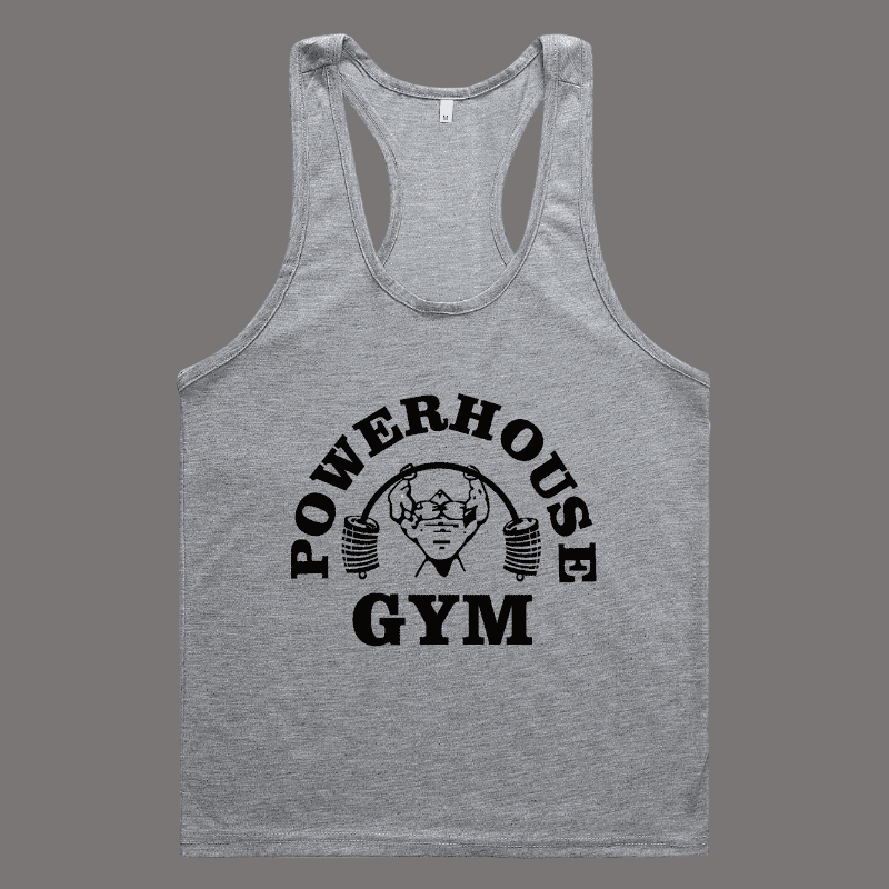 Men's Gray POWERHOUSE Gym Print Tank Top