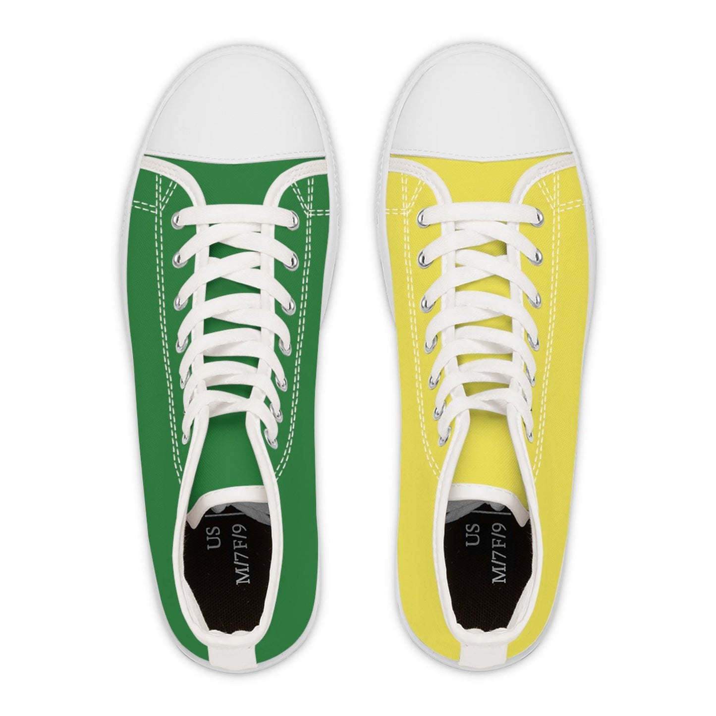 Women's Yellow & Green Mismatched High Top Sneakers