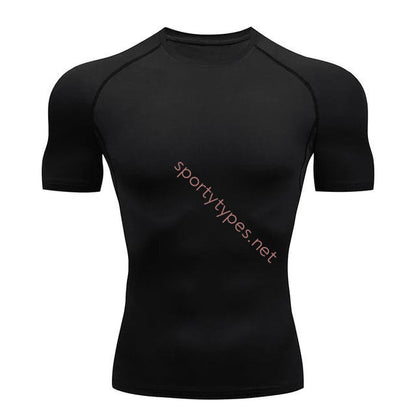 Black Men's Compression Workout Tee
