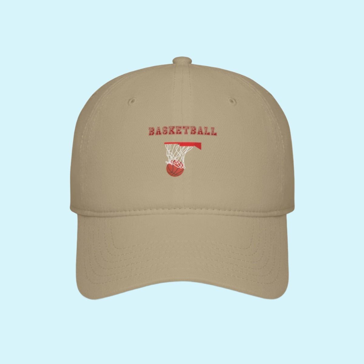 Khaki Basketball Hoop Baseball Cap