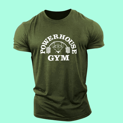 Men's Army Green POWERHOUSE Gym Print T-Shirt
