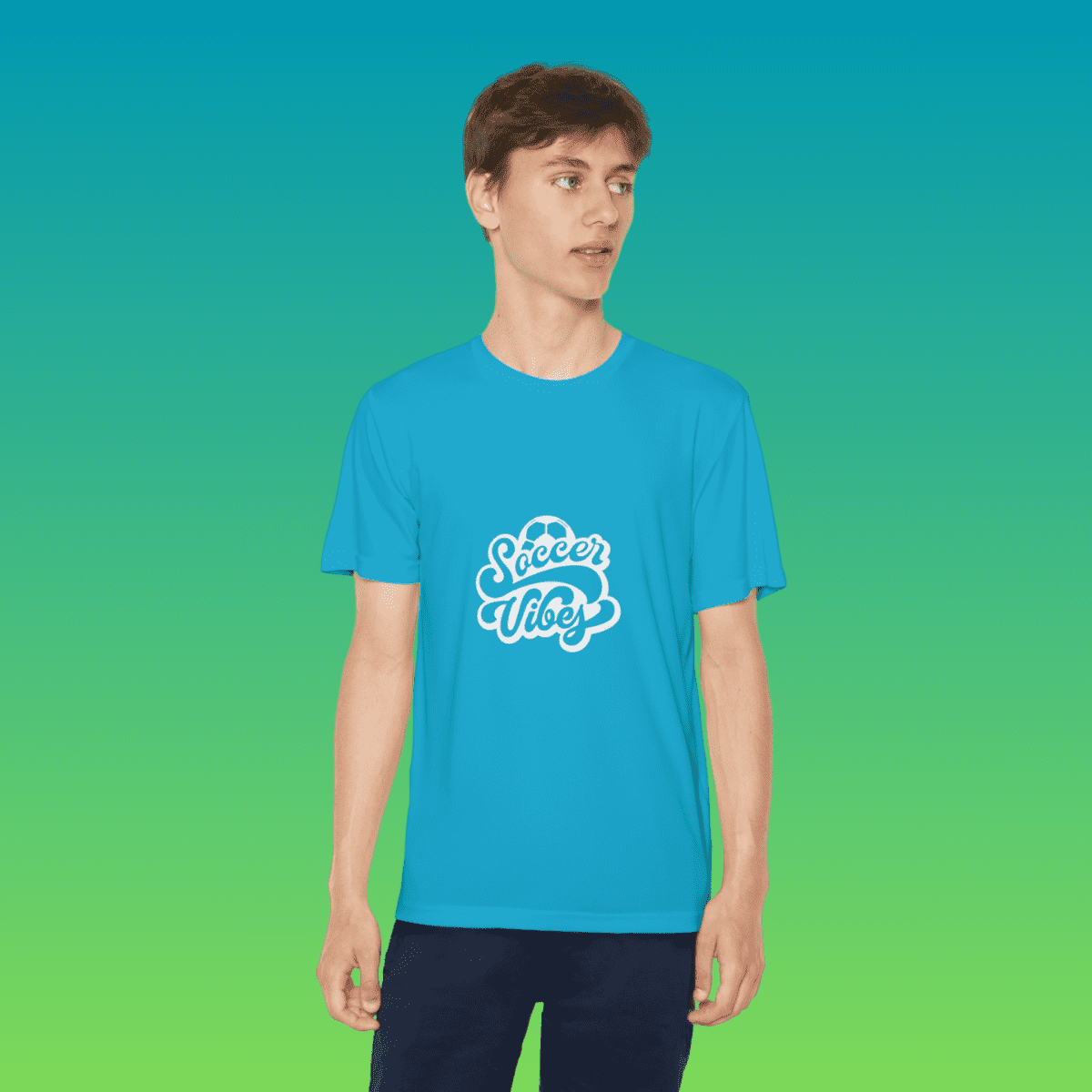 Atomic Blue Youth Soccer Vibes Moisture-Wicking Tee