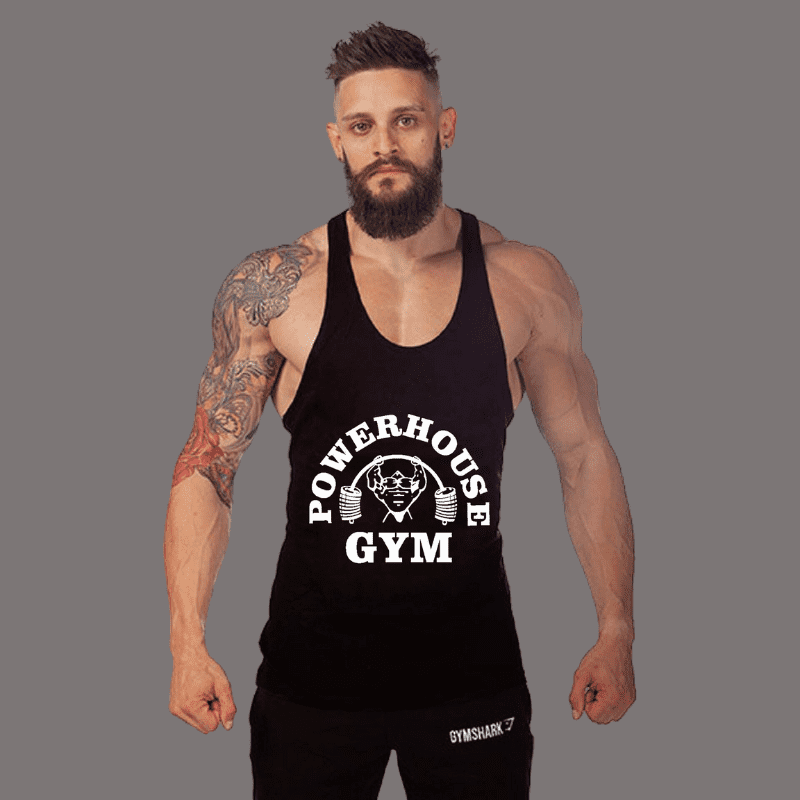 Men's Black POWERHOUSE Gym Print Tank Top