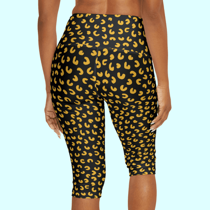 Black And Gold Yoga Capri Leggings