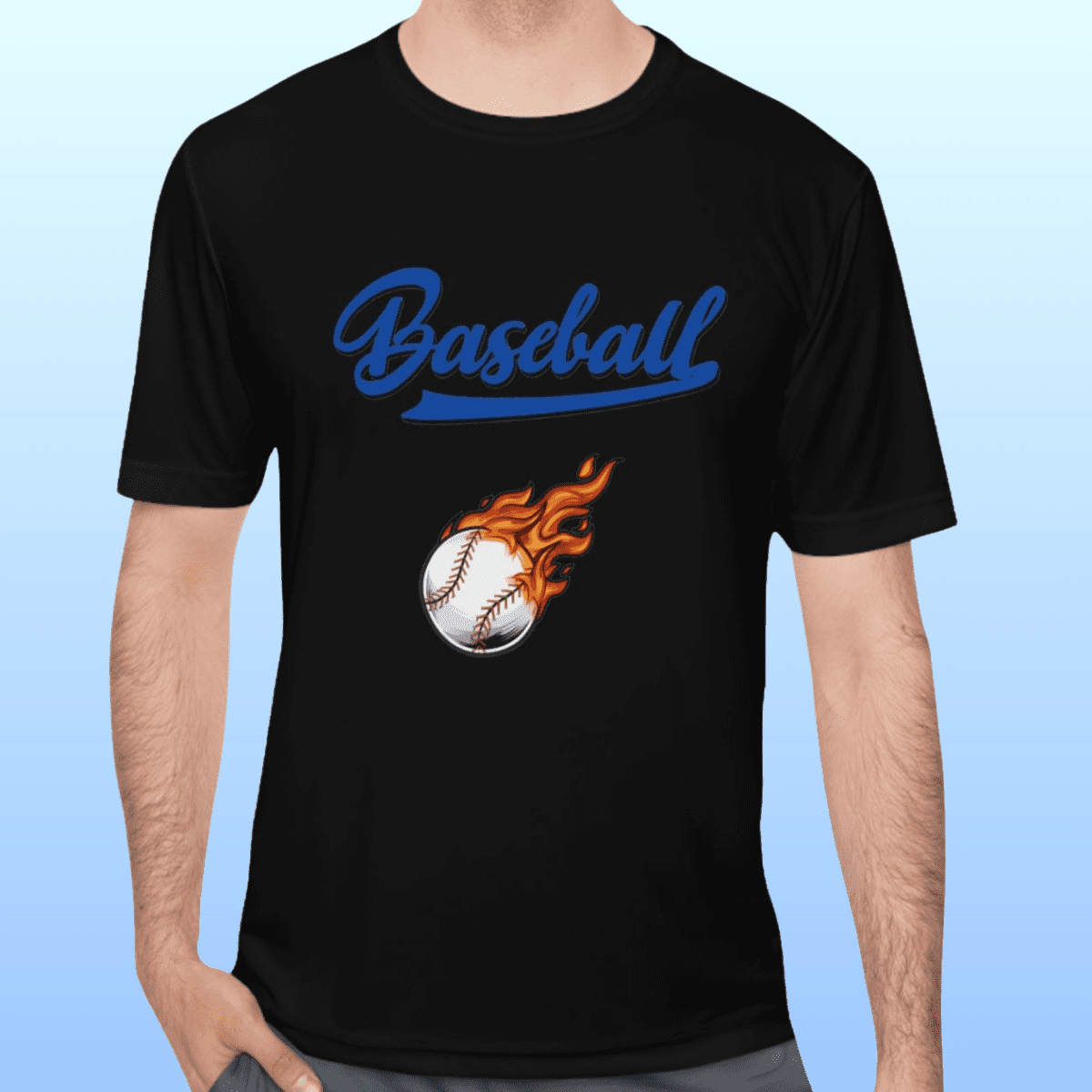 Men's Black Baseball Moisture Wicking Tee