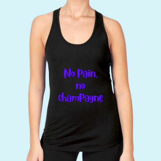 Black Women's No Pain No Champagne Performance Racerback Tank Top