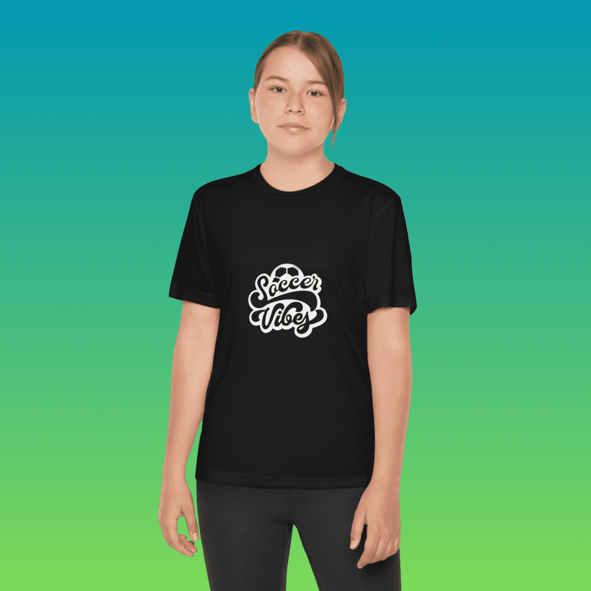 Black Youth Soccer Vibes Moisture-Wicking Tee