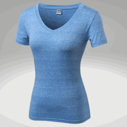 Women's Blue Fitted V-Neck Fitness Tee