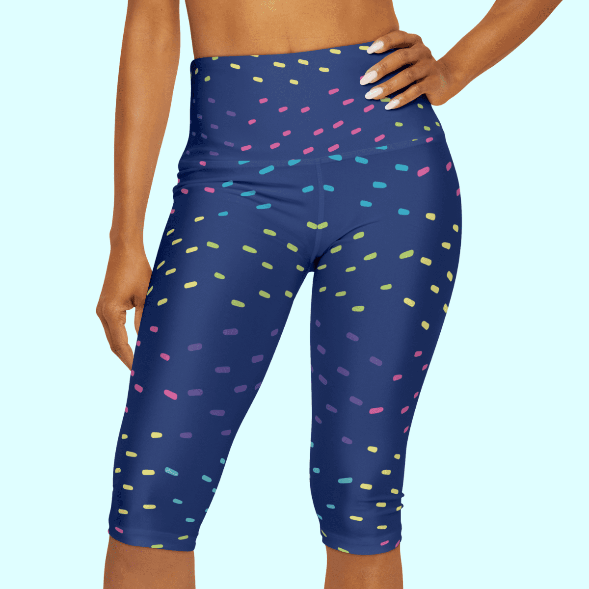 Blue With Pastel Specs Yoga Capri Leggings