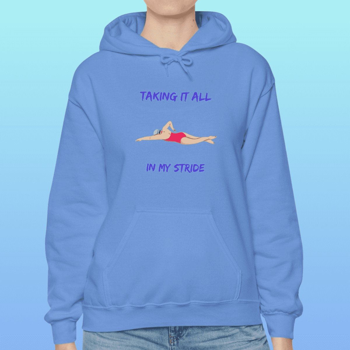 Carolina Blue Women's Swimming Taking It All In My Stride Hoodie