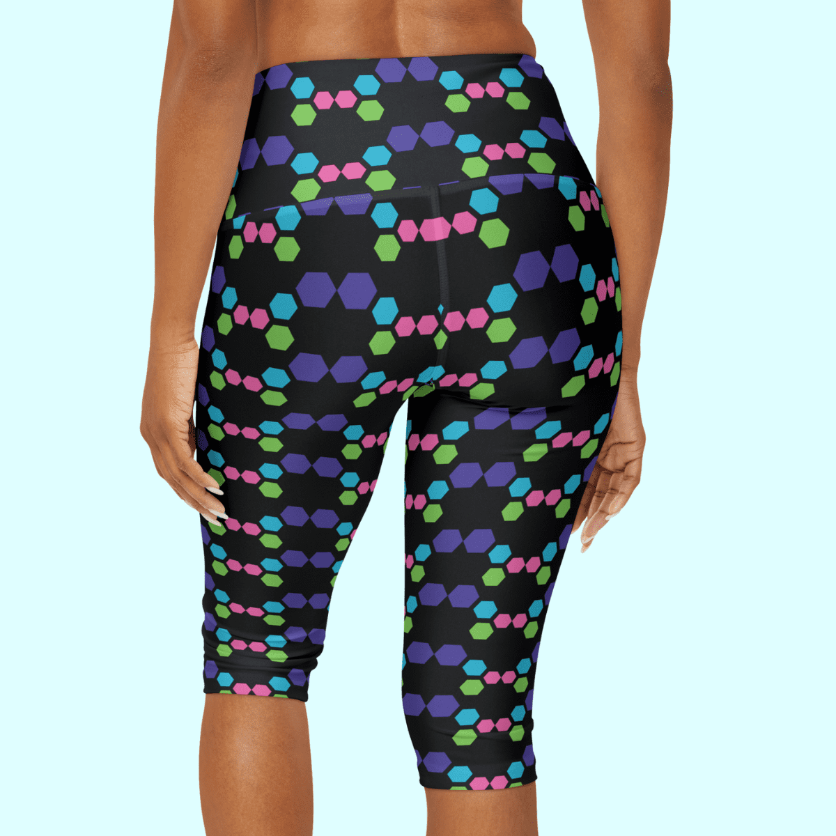 Colored Hexagon Yoga Capri Leggings