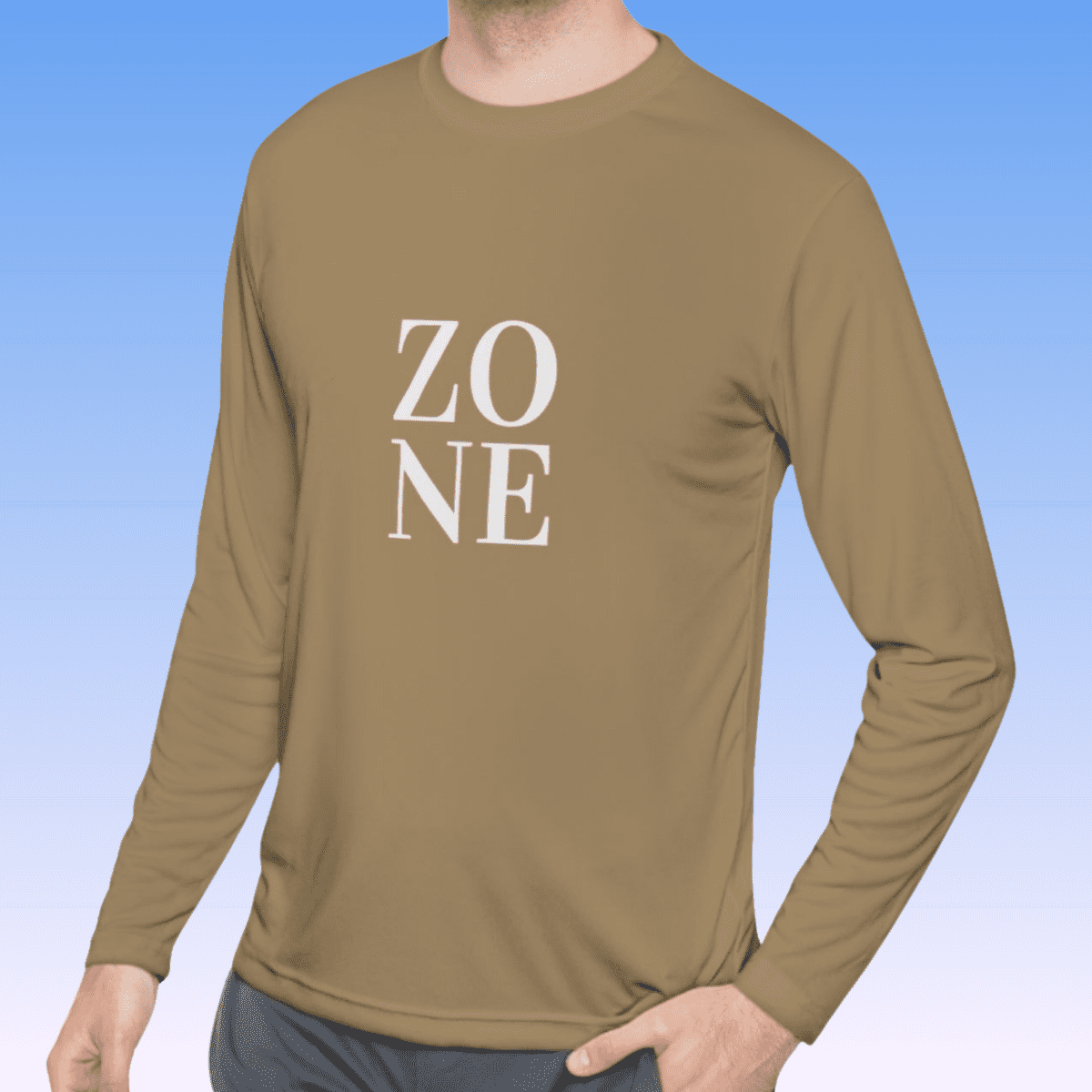 Coyote Brown Men's Zone White Long Sleeve Moisture-Wicking Tee