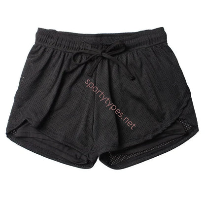 Black Women's 2-in-1 Mesh Running Shorts