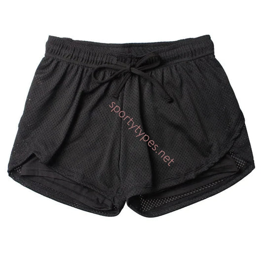 Black Women's 2-in-1 Mesh Running Shorts