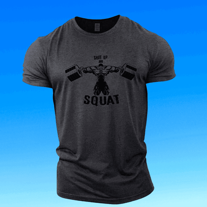 Men's Gray Squat Print Gym T-Shirt