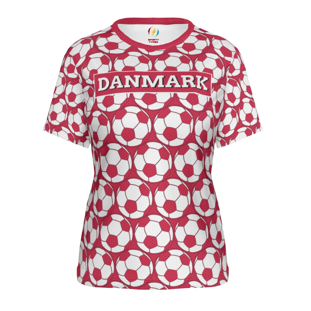 Denmark Women’s Football T-Shirt – Red & White Fan Shirt