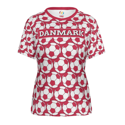 Denmark Women’s Football T-Shirt – Red & White Fan Shirt