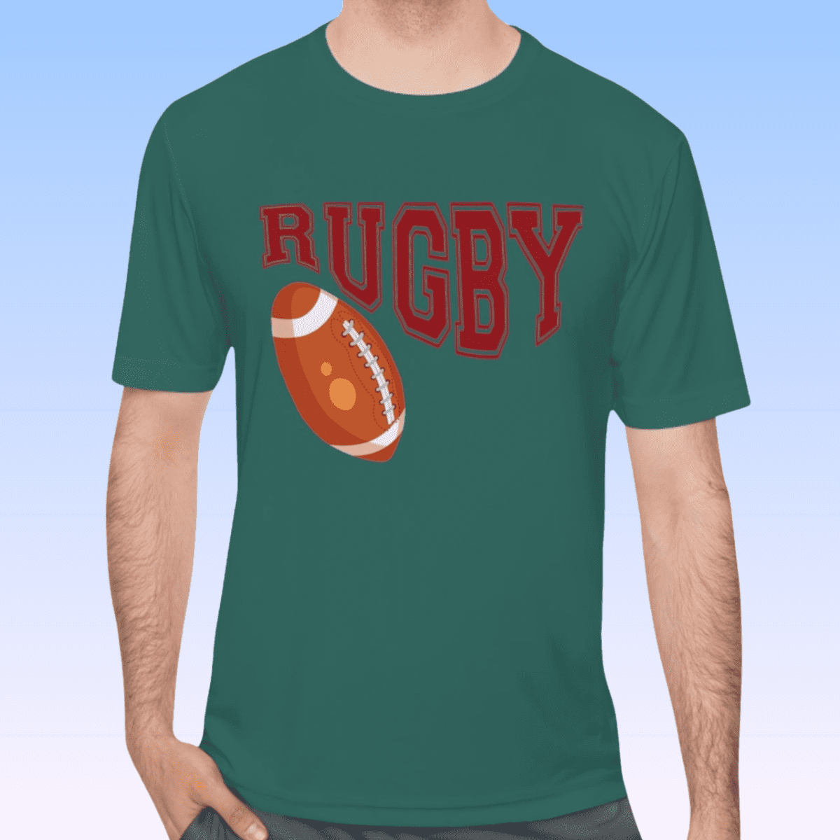 Men's Forest Green Rugby Moisture Wicking Tee